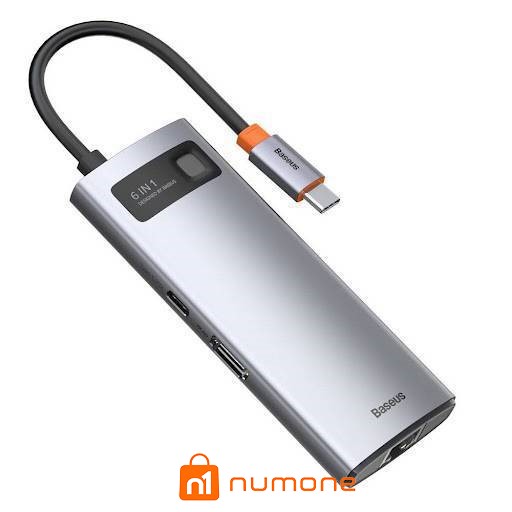 هاب 6 پورت Type-C بیسوس 100 وات مدل CAHUB-CW0G