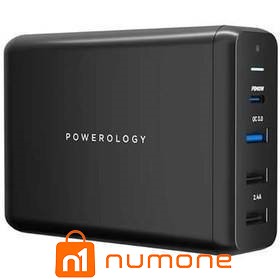 هاب شارژر 4 پورت پاورولوژی مدل PWCUQC001 توان 75 وات